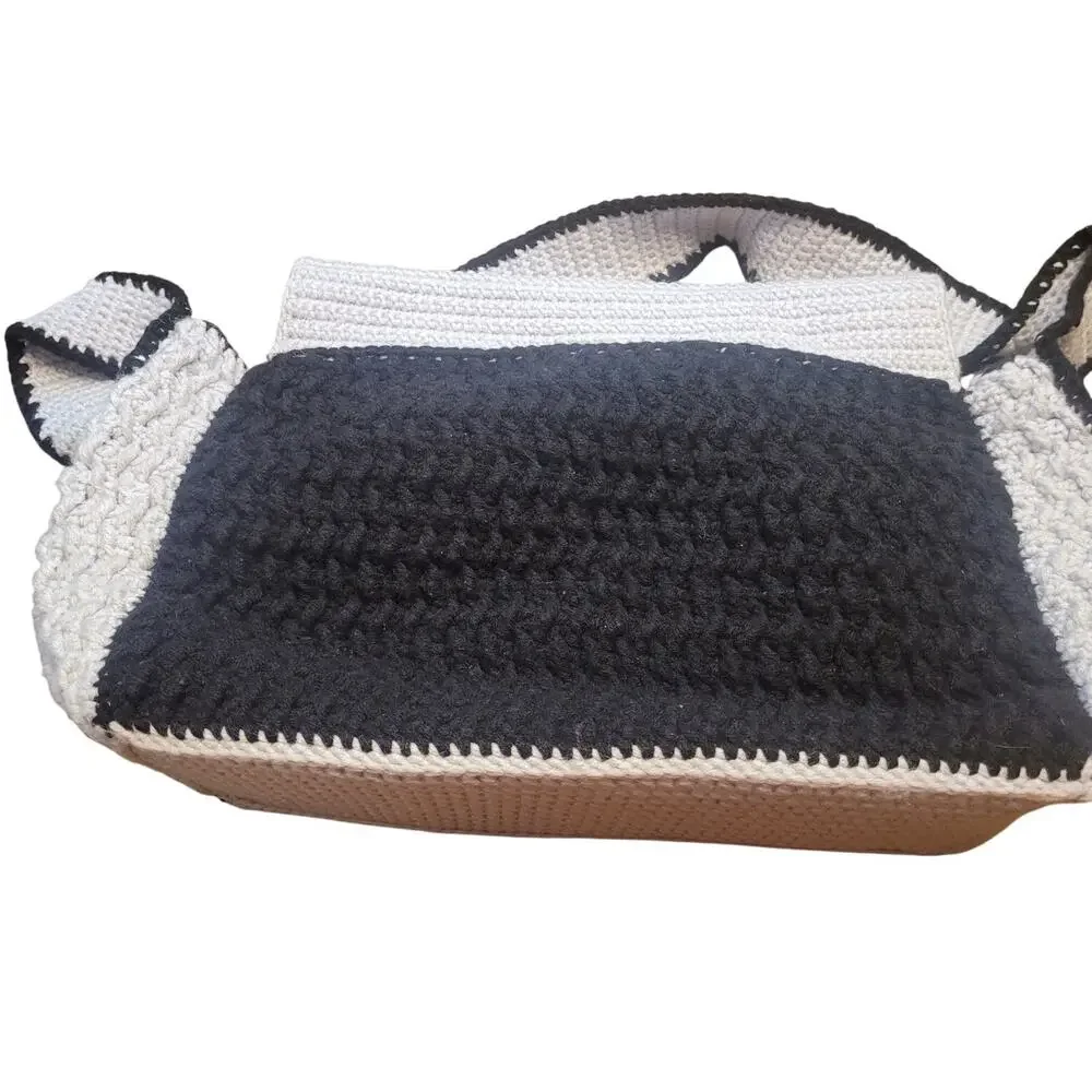 Granny Boho Hobo Crochet Shoulder Beach Bag Tote Crossbody Bag Handmade Black